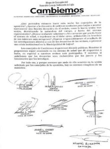 La firma de los Concejales oficialistas. 